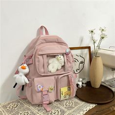 [{ product_title }}- Bobo's House School Romanticized, Duck Backpack, Kawaii Backpack, Large Capacity Backpack, Backpack Waterproof, College Backpack, Student Bag, Estilo Preppy, Style Preppy