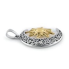 Height: 23.5mm


Width: 21.2mm


Thickness: 3.1mm

Bail opening: 3.5mm




Metal: 925 sterling silver


Plating: rhodium & yellow gold plated 


Finish: high polish Sun And Moon Pendant, Bohemian Sun, Sun And Moon, Moon Pendant, Two Tone, Really Cool Stuff, Gold Plate, 925 Sterling Silver, Yellow Gold