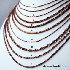 Pure Copper Chain, 100 % Genuine Antique Copper Chain necklace,Antiqued Copper Chain,Handmade Jewelry Chain For Pendant Pure Copper Jewelry Handmade Copper Chain Metal Purity : Copper Chain Length (Inches) : 18 To 24 inch Chain Closure : Lobster claw Benefits of Wearing Copper Jewelry : It's known to help reduce inflammation, arthritis, headaches, and improve digestions. It helps bring the the body back into alignment. 3 - Amplifies energy, it is an excellent conductor and helps stimulate the flow energy. These pure solid copper are not lacquered so have the best skin contact for best result. Best health result is to wear it all the time. Do not get worried if they go green, just clean regularly with soapy water. The sign of color is showing that acid is present hence your body releasing i Copper Chain Jewelry Gift, Bronze Link Jewelry As A Gift, Bronze Chain Necklace For Gift, Vintage Cable Chain Necklaces As Gift, Vintage Cable Chain Necklaces For Gift, Brown Chain Jewelry As A Gift, Handmade Copper Chain Necklace Gift, Antique Style Necklace With Curb Chain As Gift, Vintage Cable Chain Necklace As Gift