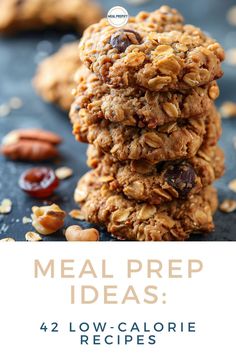 A stack of chewy oatmeal cookies with nuts and chocolate chips, surrounded by scattered pecans and dried cranberries. 400 Calorie Meals, Low Cal Meals, Low Calorie Dinners, Calorie Recipes, Healthy Meal Plans, Low Calorie Recipes, Eating Healthy, Low Calorie, Losing Weight