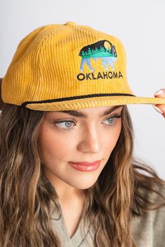 Oklahoma bison landscape corduroy hat mustard - Trendy Hats at Lush Fashion Lounge Boutique in Oklahoma City Trendy Corduroy Hat, Adjustable 5-panel Hat For Fall, Corduroy Hat, Cute Accessories, Women's Boutique, Oklahoma City, Ladies Boutique, Snapback Hats, Oklahoma