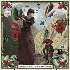 a woman in a long dress holding a baseball bat next to a man with roses