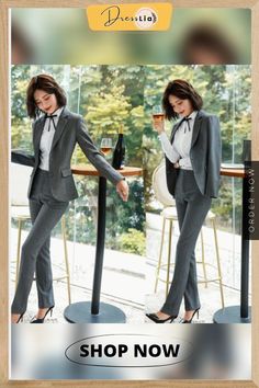 New Fashion Solid Color Suit Two Piece Set Slim Work Wear Office Ladies Long Sleeve Blazer and Pants Outfits Work Wear Office, Pants Outfits, Long Sleeve Blazers, Two Piece Set, Office Ladies, Two Piece Sets, Pants Outfit, New Fashion, Work Wear