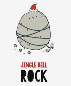 a rock with a santa hat on it's head and the words jungle bell rock written