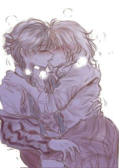 a drawing of two people hugging each other