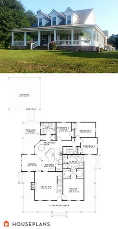 two story house plans with porches and wrappers in the front, side and back views