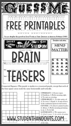 a newspaper advertisement with the words brainteazers on it