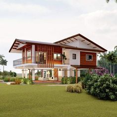 this is an artist's rendering of a two story house in the tropical style