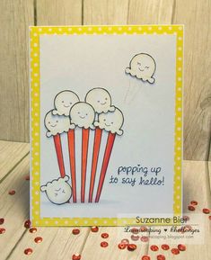 a card with some popcorn on it