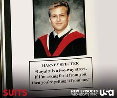 an image of a man with a graduation cap and gown in front of a quote from harry specter