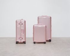 Pink Luggage Sets, Rimowa Luggage, Pink Luggage, Cozy Candles, Pink Cups, Matte Black Hardware, Go Pink, Luggage Bags Travel, Carry On Suitcase