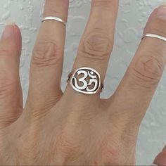 Sterling Silver Om Sign Ring Religious Ring Pinky Ring Index Ring Thumb Ring Religious Ring Yoga Ring, Boho Ring Material: 925 Sterling Silver Face Height: 13 Mm (0.53 Inch) Symbolic Open Midi Rings, Spiritual Silver Open Midi Rings, Silver Spiritual Open Midi Rings, Spiritual Midi Rings As Gift, Silver Spiritual Midi Rings For Anniversary, Symbolic Midi Rings As Gifts, Silver Symbolic Midi Rings, Everyday Symbolic Rings Stamped 925, Symbolic Sterling Silver Open Midi Ring