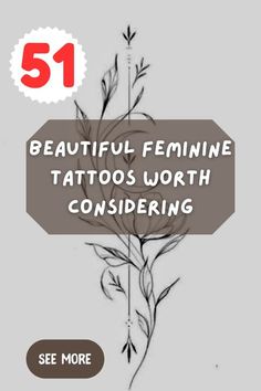 the cover for 51 beautiful feminine tattoos worth considering, with an image of a flower