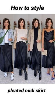 Pleated Midi Skirt Outfit, Rok Outfit, Pleated Skirt Outfit, Skirt Tulle, Midi Skirt Outfit, Pleated Skirts, Mode Casual, Trendy Fall Outfits, Style Mistakes