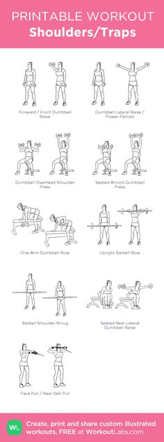 the printable workout poster shows how to do exercises with dumbbells and arms