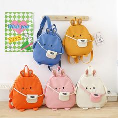 Gender: Neutral/Both Men and Women Material: Canvas Features: Burden Reduction Style: Childlike cute Pattern: Animal Fashion Element: Sewing Line Occasion: School Education Canvas Cartoon, Toddler Stuff, Kids Bag, Cartoon Bag, Animal Bag, Kids' Bag, Diy Bags, Cute Canvas, Childrens Backpacks