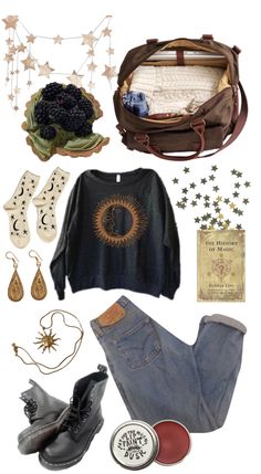 Casual Goblincore Outfits, 2023 Fashion Trends Grunge, Aesthetic Clothing Boards, Earthy Grunge Jewelry, Outfit Ideas Cottagecore Grunge, Cute Outfits Layed Out, Goblin Core Outfit Summer, Witchy Grunge Outfits, Marauders Outfit Ideas