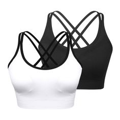 PRICES MAY VARY. COMFORTABLE & SOFT FABRIC: X-Large Fit Cups for 34DD/38C/38D/40A/40B. This Strappy Sports Bra is made of 92% Nylon and 8% Spandex, High Performance Stretchy, Super Breathable, Smooth and Sweat-wicking, keep you cool and dry. SEXY CRISSCROSS STRAPS: Sexy Cross Back Design offers a extra back support, beautiful look and flexible range of motion, letting you twist with ease during your workout, providing you all-day comfort. REMOVABLE PADS: This Sports Bras has small holes inside s Workout Bra, Best Sports Bras, Bra For Women, Medium Support Sports Bra, Gym Essentials, Strappy Sports Bras, Popular Sports, Yoga Bra, Womens Workout Outfits