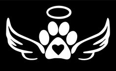 an angel paw and heart with wings