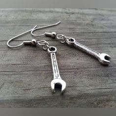 Lil Bitty Wrenches Made From Zinc Alloy Metal Suspended From Surgical Steel Earwires For Sensitive Ear Wearing Comfort. Limited Time Offer 5 For$40 Bundle Any 5 Pieces Jewelry, Keychains, Charms From My Closet And Get Sent Offer For $40 Hardware Jewelry Diy, Hardware Jewelry, Tech Jewelry, Crafting Jewelry, Tanzanite Earrings, Fun Toys, Teardrop Dangle Earrings, Golden Earrings, Heart Drop Earrings