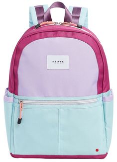 State Bags Kane Kids Backpack - Magenta / Mint Back To School Backpack With Pockets For Study, End Of School Year Backpack With Zipper, Purple Backpack For School Events, School Bags With Functional Pockets, Everyday Use Backpack, Back To School Backpack With Functional Pockets, School Backpack With Functional Pockets, Functional School Backpack With Zipper Pocket, Functional Backpack With Pockets For School