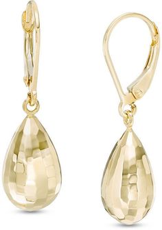 Zales Faceted Puffed Teardrop Earrings in 14K Gold Gold Teardrop Earrings Fine Jewelry For Formal, Gold Teardrop Earrings For Formal Occasions, Gold Teardrop Earrings Fine Jewelry For Formal Occasions, Anniversary Teardrop Earrings With Shiny Finish, Yellow Gold Pear Shaped Teardrop Earrings, Formal Teardrop Lever Back Earrings, Gold Teardrop Earrings Fine Jewelry, 14k Gold Teardrop Earrings, Gold Pear Shaped Teardrop Earrings