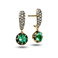 Round Emerald Earrings, Natural Diamond in 18K Solid Gold Earrings, Button Back Earrings, Gift for Women, Fine Jewelry By Chelebi Round Shape Dangle Earrings set with Natural Emerald and Diamonds. It is 18K Solid Yellow Gold. The earring's carat information is for a pair of earrings.                           DETAILS  ✶ Gold Kt: 18K Solid Gold ✶ Gold Color: Rose, White, Yellow Gold  ✶ Diamond: Natural Diamond ✶ Diamond Color & Clarity: G - Vs2 ✶ Diamond Shape: Round  ✶ Diamond Total Carat: 0.30 Elegant Green Cluster Earrings For Formal Occasions, Timeless Green Earrings For Formal Occasions, Timeless Green Earrings For Formal Events, Classic Single Green Earring, Classic Green Single Earring, Elegant Green Round Cluster Earrings, Green Brilliant Cut Drop Earrings, Earrings Button, Vs2 Diamond