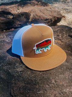 Red Dirt, Snapback Cap, Mood Board, Forest, California, Hats, Red, Gold, White