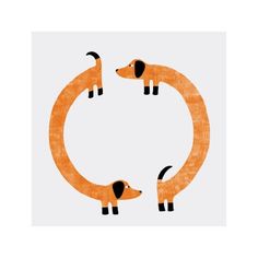 an orange circle with two dogs on it