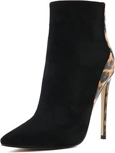 Heel height measures approx:4.7" Womens Black Ankle Boots, Dress Booties, Autumn Dress, Black Leopard, Cash On Delivery, Black Ankle Boots, Heel Height