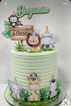 Safari Baby Cake, Jungle Safari Cake, Jungle Birthday Cakes, Safari Baby Shower Cake, Jungle Theme Cakes, Jungle Thema, Pastel Baby Shower