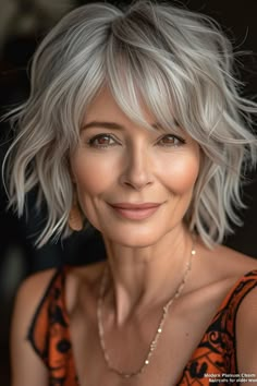 Light Brown Choppy Bob, Medium Hair With Full Bangs, Haircuts For Women Over 70, Kort Bob, Haircuts For Older Women, Short Silver Hair, Grey Hair Inspiration, Short Shag Hairstyles