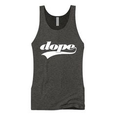 Sporty athletic swirl 'Team Dope' graphic tank tops by Concrete Republic. Classic athletic swirl design, eye-catching design that adds a sense of sporty casual style for everyday wear.  Very visually appealing. Printed on high quality, soft, pre-shrunk 100% cotton.  Available in a wide array of stylish colors. A definite attention-grabber with its classic athletic styled graphic. ** ONLY $10 INTERNATIONAL SHIPPING - WE SHIP ANYWHERE IN THE WORLD ** > FREE SHIPPING WITHIN THE U.S. < ©2019 Concret Sporty Casual Style, Attention Grabber, Style Sportif, Graphic Tank Tops, Sporty Casual, Womens Tank Tops, Swirl Design, Clothing Company, Sports Bras