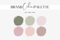 the brand collagette color palette is shown in four different colors, including pink, green