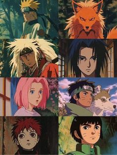 the many faces of naruta and other characters in different anime style outfits, from left to right