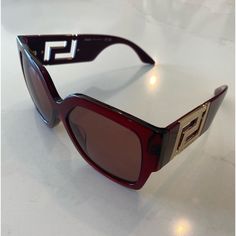 Red Gold Versace Sunglasses Versace Pink Sunglasses, Versace Women Sunglasses, Versace Medusa Sunglasses, Versace Sunglasses Women 2022, Vintage Versace Sunglasses, Red Sunglasses, Versace Accessories, Versace Sunglasses, Colored Sunglasses