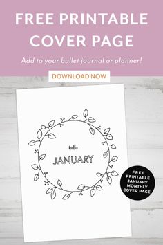 the free printable cover page for january