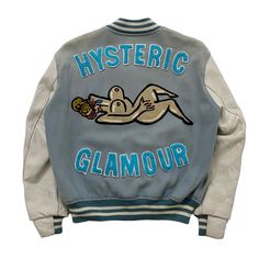 💢TAG : Hysteric Glamour 💢CHEST : 22.5"inches 💢LENGTH : 25.5""inches 💢SHOULDER : 20.5"inches 💢SLEEVE LENGTH : 23.5"inches 💢CONDITION : GOOD USED CONDITION 💢( REFUNDS ) NO REFUNDS!! For wrong size so please check and compare measurement to something you own before bidding.Most of my items are Vintage/Use items.So please check pictures and any questions.  💢BULK BUYING..You can get a discount if you buy in bulk.😊 💥PLEASE BUY WITH CONFIDENT💥 🔭THANKS FOR VISIT🔭 Retro Graphic Print Varsity Jacket For Streetwear, Retro Streetwear Varsity Jacket With Graphic Print, Retro Varsity Jacket With Graphic Print For Streetwear, Trendy Streetwear Varsity Jacket With Patches, Trendy Varsity Jacket With Patches For Streetwear, Fitted Varsity Jacket With Baseball Collar For Streetwear, Varsity Jacket With Patches And Baseball Collar For Streetwear, Trendy College Varsity Jacket With Patches, Trendy Varsity Jacket With Patches For College