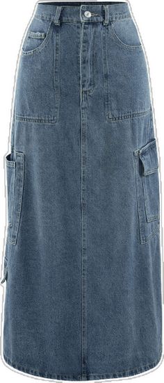 Denim Cargo Skirt, Denim Skirts Online, Outfit For Church, Outerwear Trends, Casual Workwear, Denim Cargo, High Waist Denim, Cargo Skirt, Modest Fashion Outfits