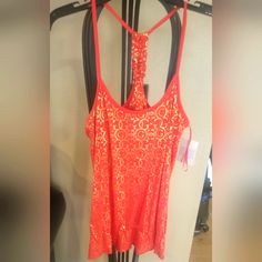 Guess Marciano Spaghetti Strap Top. Red Stretch Camisole For Party, Orange Stretch Tank Top For Party, Stretch Orange Tank Top For Party, Fitted Orange Spaghetti Strap Tank Top, Fitted Orange Spaghetti Strap Top, Casual Red Camisole For Party, Spaghetti Strap Top, Guess By Marciano, Strap Top