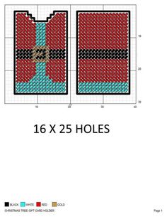 the cross stitch pattern for two red and blue squares