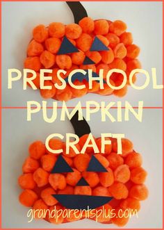 a pumpkin made out of candy with the words preschool pumpkin craft