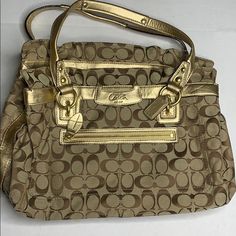 Basically Brand New, No Stains, No Imperfections And Multiple Compartments! Coach Gold Crossbody Satchel, Gold Coach Crossbody Satchel, Coach Gold Satchel For Everyday Use, Gold Coach Shoulder Bag For Shopping, Gold Coach Satchel For Daily Use, Coach Gold Tote Shoulder Bag, Gold Coach Tote Shoulder Bag, Coach Gold Satchel With Handles, Coach Gold Satchel Bag