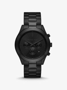 A monochrome masterpiece our Slim Runway watch is designed with a polished all-black finish for a tough-luxe vibe. With tonal time stops this bold piece is the epitome of chic. Slip it on with everything from your favorite off-duty looks to go-to daytime uniforms for a sleek finish. Michael Kors Men, Skagen, Black Stainless Steel, Stainless Steel Watch, Black Watch, Men's Accessories, Maserati, Michael Kors Watch, Stainless Steel Bracelet