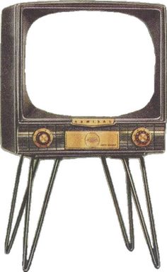 an old fashioned television sitting on three legs