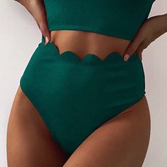 High Waisted Swim Bottoms With Scallop Edge. The Material Is Textured. Brand New. There Wasn’t A Tag On The Bottoms But They Still Have The Hygiene Liner. Summer Solid Color Swimwear, Solid One-piece Bottoms For Summer, Summer Party Bottoms With Lined Body, Chic Green Bottoms For Poolside, Lined Party Bottoms For Summer, Green Solid Color Swimwear For Summer, Spring High-waist Swimwear, Fitted Solid Color Beach Bottoms, Fitted Solid Color Bottoms For Beach