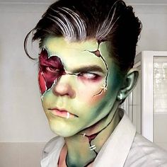 Nightmare Makeup, Frankenstein Halloween Makeup, Mens Halloween Makeup, Makeup Verde, Frankenstein Makeup, Monster Makeup, Drag King, Horror Makeup