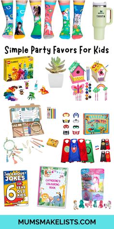 Collage of party favor ideas for kids birthday parties Goodie Bags For Birthday Parties, Birthday Party Favors For Kids, Party Favors For Kids, Boy Party Favors, Toddler Birthday Party