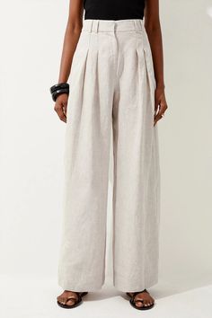 Linen Tailored Wide Leg Trouser Linen Wide Leg Pants, Ladies Clothes Fashion, Wide Leg Linen Pants, Ladies Clothes, Karen Millen, Fashion Face, Leg Pants, Wide Leg Pants