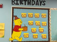 a winnie the pooh birthday bulletin board